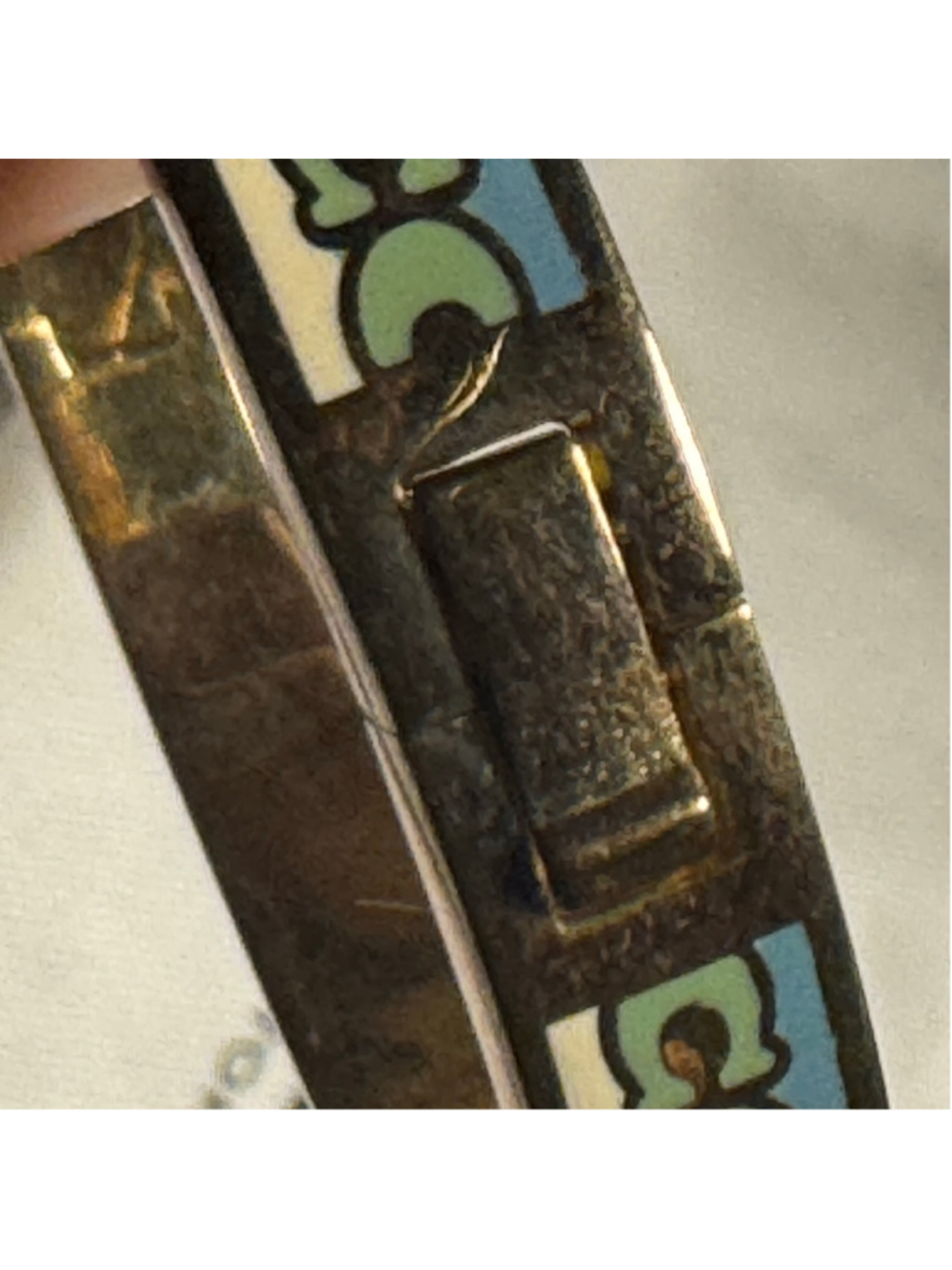 Coach repeating, C logo, gold, blue cream, green hinged enamel bracelet￼ - Picture 4 of 6